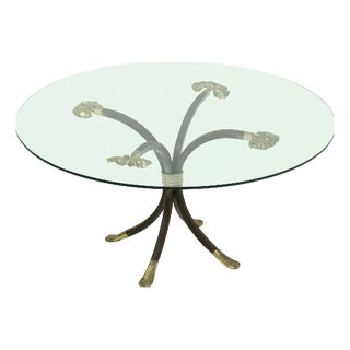 Coffee Table in Brass and Forged Iron by Manfred Bredohl, 1970s For Sale