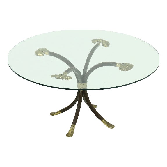 Coffee Table in Brass and Forged Iron by Manfred Bredohl, 1970s For Sale