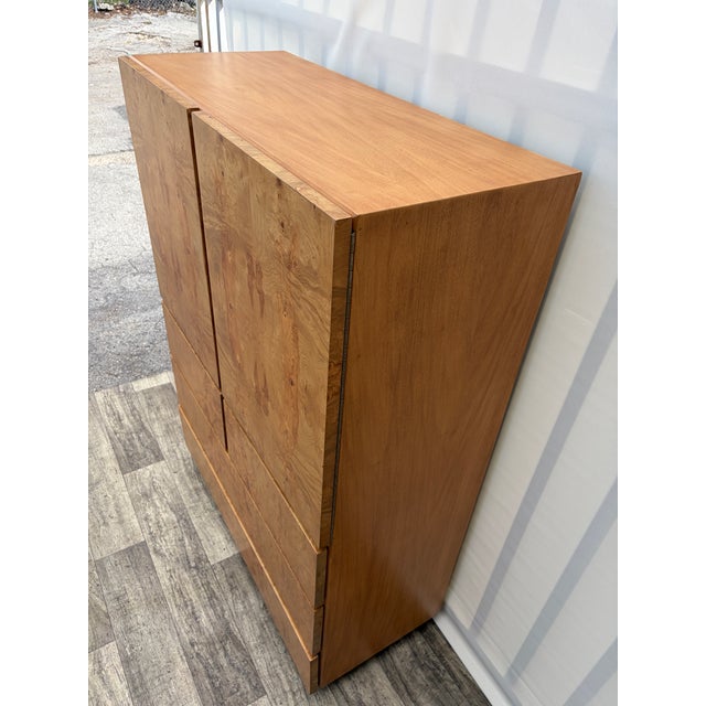 Refinished Mid-Century Modern Burl Wood Highboy Dresser in a Milo Baughman Style by Lane Altavista. Circa 1970s For Sale - Image 12 of 18