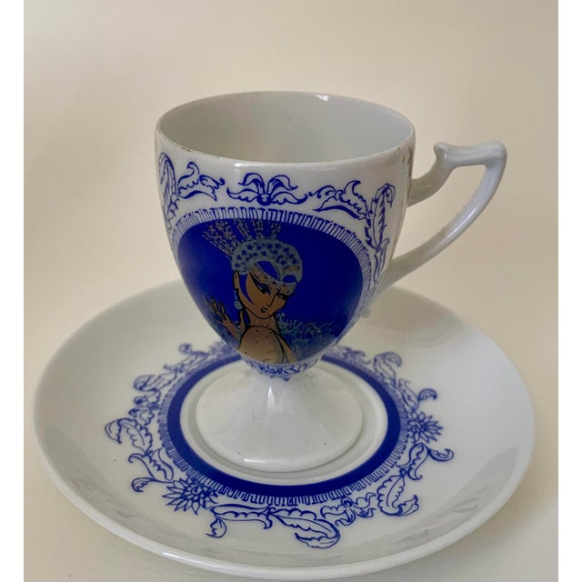 1970s Cups and Saucers by Monaco Porcelain Design, 1970s, Set of 6 For Sale - Image 5 of 13