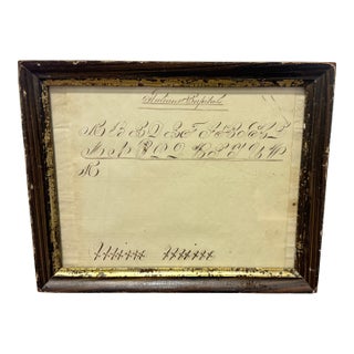 American Penmanship Sheet, Italian Capitals, Dated 1814 For Sale