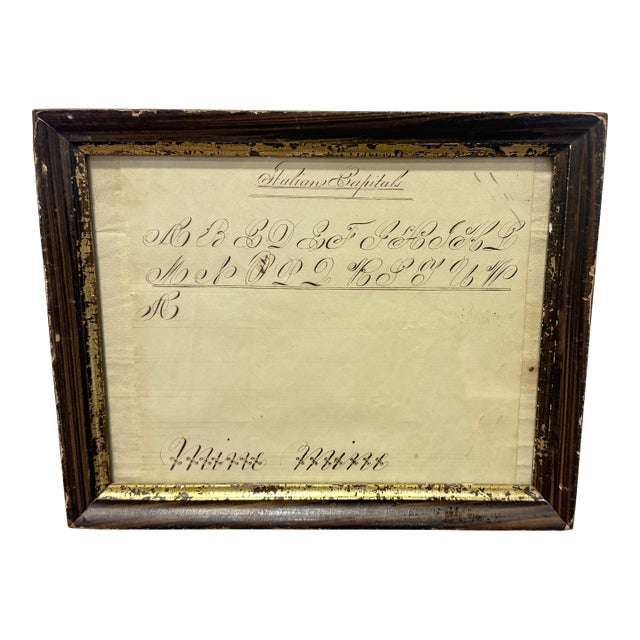 American Penmanship Sheet, Italian Capitals, Dated 1814 For Sale