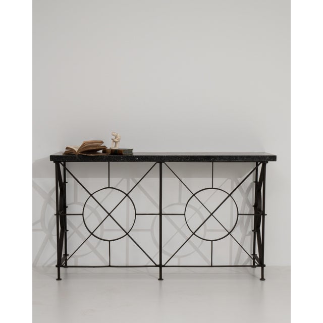 19th Century French Wrought Iron Console with Blue Stone Top For Sale - Image 10 of 13
