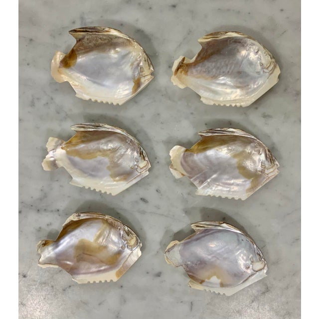 Mid 20th Century Set of 6 Hand-Made Mother‑of‑Pearl Fish Bowls — Caviar or Appetizer Dishes, 4.5” Wide for Palm Beach & Coastal Styles - See Pics! For Sale - Image 5 of 7