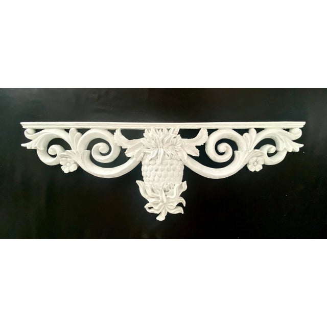 Shabby Chic Vintage Chinoiserie Coastal Pineapple and Hibiscus Wall Pediment For Sale - Image 3 of 6