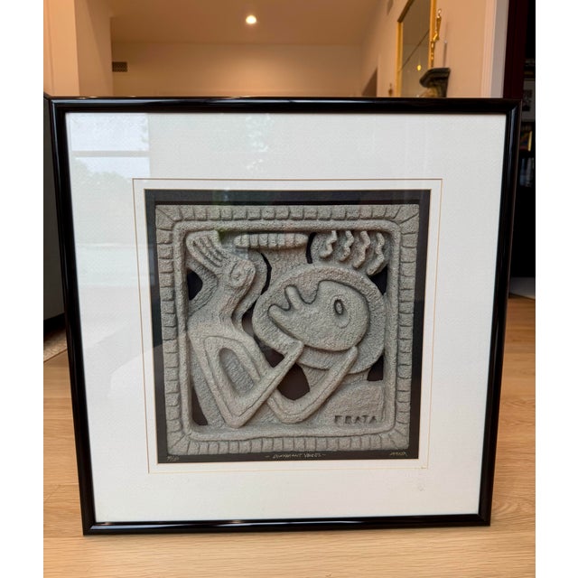 Postmodern Wonderfully Weird Ralph Prata “Different Voices” Limited-Edition Cubist Concrete Wall Sculpture / Painting For Sale - Image 3 of 9