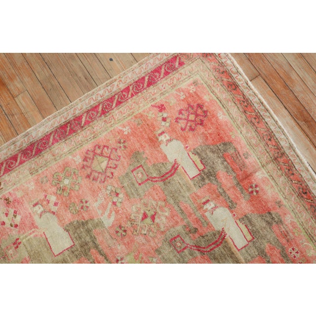 Folk Art Pink Antique Karabagh Caravan Rug For Sale - Image 3 of 18
