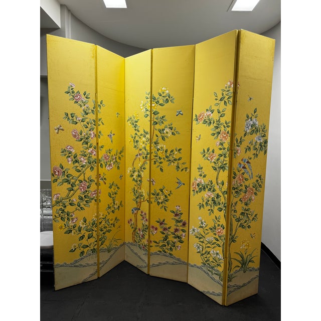 Asian Inspired Double Sided Floral Screen For Sale In New York - Image 6 of 12