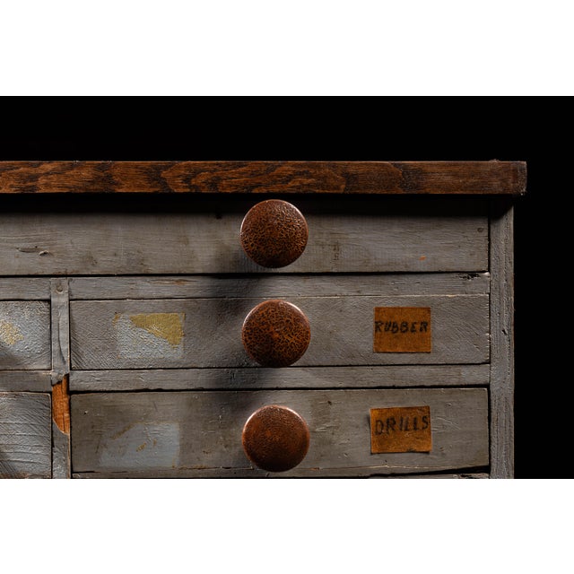 Antique 45-Drawer Industrial Hardware Cabinet on Cast Iron Legs For Sale - Image 16 of 16