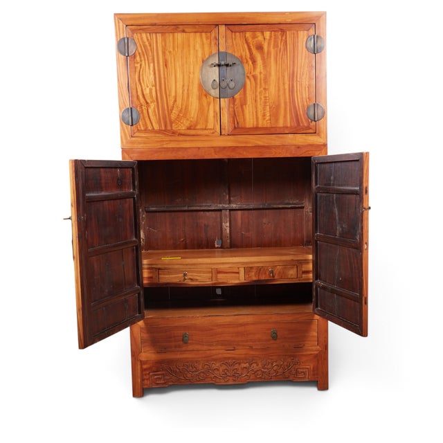 Large Qing Dynasty Oak Wood Compound Cabinet With Brass Medallions For Sale In Los Angeles - Image 6 of 8