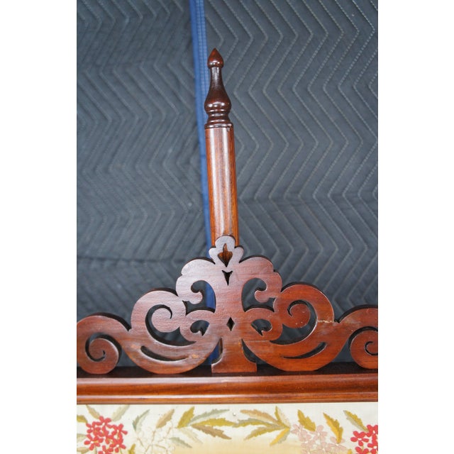 Antique English Regency Mahogany Pole Screen Fire Hearthware Tapestry Stand For Sale - Image 11 of 12