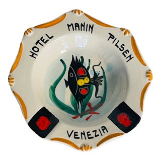 1960s Venice Italy Hotel Manini Pilzner Ashtray Catchall For Sale