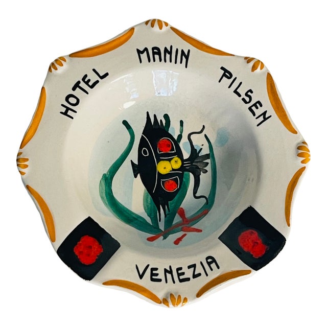 1960s Venice Italy Hotel Manini Pilzner Ashtray Catchall For Sale