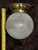 Mid-Century Modern Vintage MCM Mis Century Ceiling Light Frosted Glass Globe Shade Floral Brass For Sale - Image 3 of 4