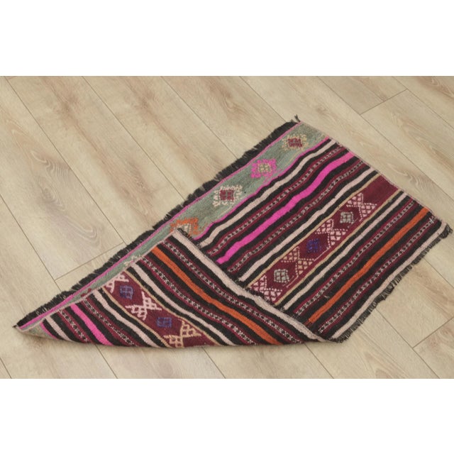1990s Traditional Pink Striped Rug For Sale - Image 10 of 11