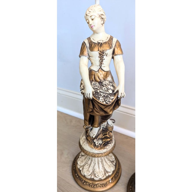 Uniquely gorgeous chalkware lamp pair, made in the USA by Sculpturite Creations Company and dated 1965. These amazing...