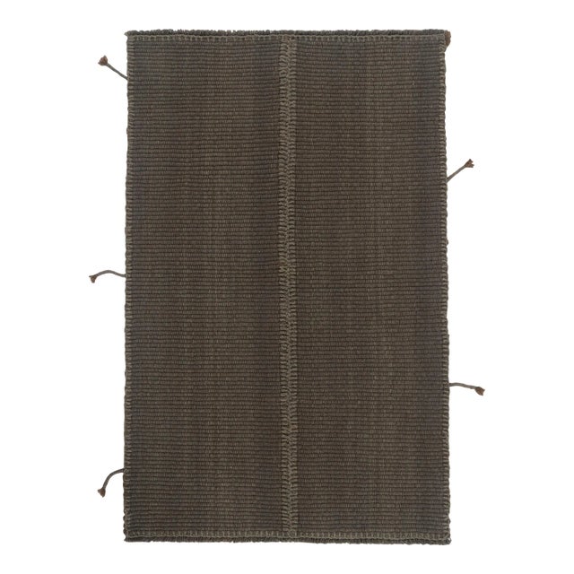 Rug & Kilim’s Contemporary Kilim in Gray With Brown Accents For Sale