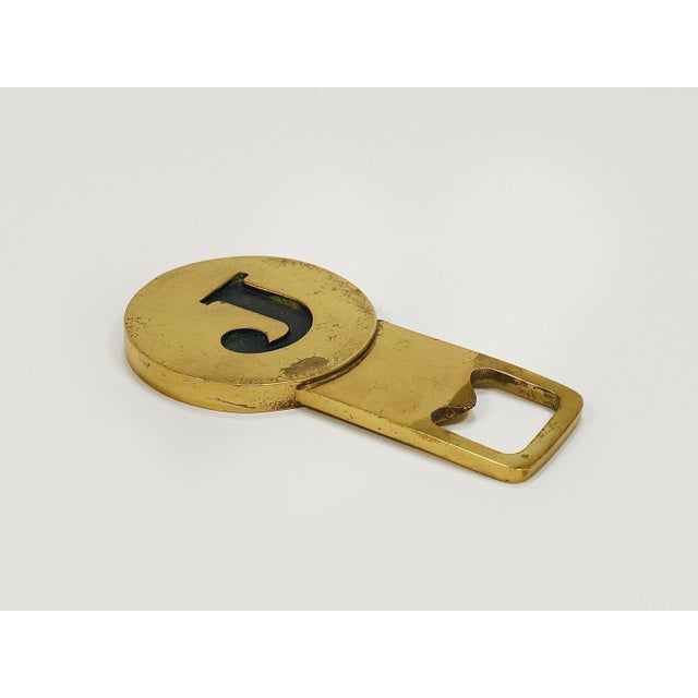 Letter J Initials Brass Bottle Opener #4919 attributed to Carl Auböck, Vienna, 1960s For Sale - Image 3 of 18