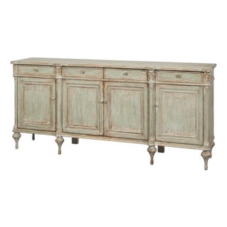 French Provincial Sage Painted Buffet Sideboard For Sale
