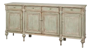 French Provincial Sage Painted Buffet Sideboard