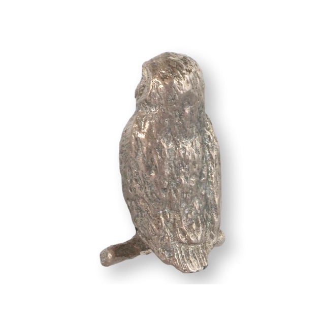 Vintage English silver-plated owl figure, beautifully detailed with a textured finish that captures the wisdom and charm...