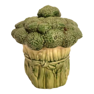 Vintage Ceramic Broccoli Cabbage Fitz and Floyd Style Storage Jar