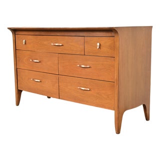 John Van Koert for Drexel Profile Mid-Century Modern Sculpted Walnut Dresser or Credenza, 1961 For Sale