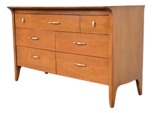 John Van Koert for Drexel Profile Mid-Century Modern Sculpted Walnut Dresser or Credenza, 1961
