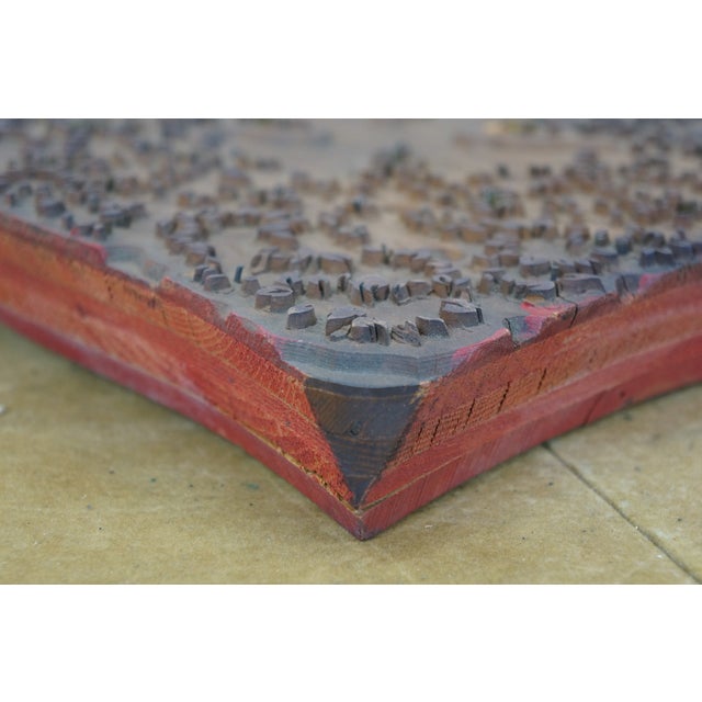 Brown Antique French Wallpaper Printing Block Woodblock Stamp Press For Sale - Image 8 of 10