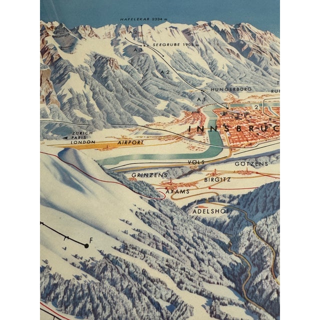 Wood 1964 Innsbruck Austria Winter Olympics Poster Heinrich Berann Panorama Map For Sale - Image 7 of 12