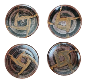 20th Century Carole Armstrong American Signed Studio Art Chuzara Plates- Set of 4