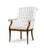 A handsome pair of Grosfeld House style wingback armchairs, newly upholstered in crisp ivory linen and finished with...