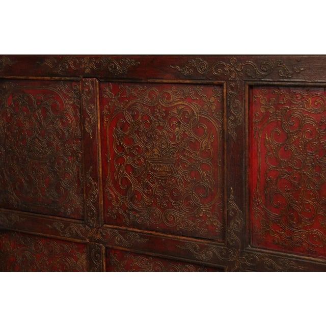 Paint 19th Century Tibetan Hand Painted Cabinet For Sale - Image 7 of 13