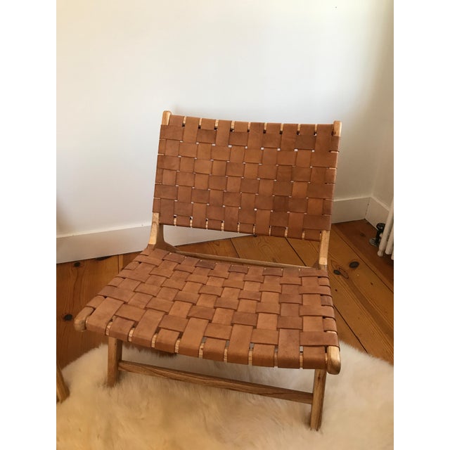Woven Leather Lounge Chair Chairish