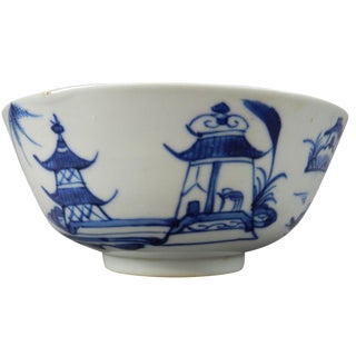 Antique Chinese Export Blue and White Nanking Bowl For Sale