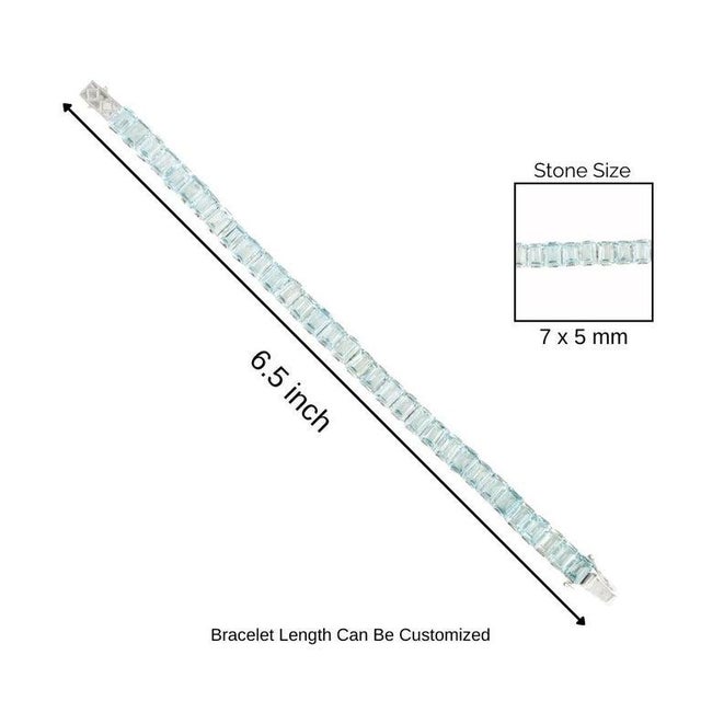 Silver Octgaon Cut 41.5 Ct Blue Topaz Silver Tennis Bracelet Classic Line Design For Sale - Image 8 of 10