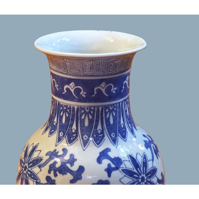 Blue Blue and White Chinoiserie Porcelain Vase For Sale - Image 8 of 10