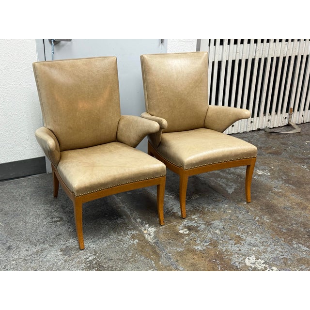 Traditional Rose Tarlow Swedish Library Leather Armchairs, Pair For Sale - Image 3 of 12