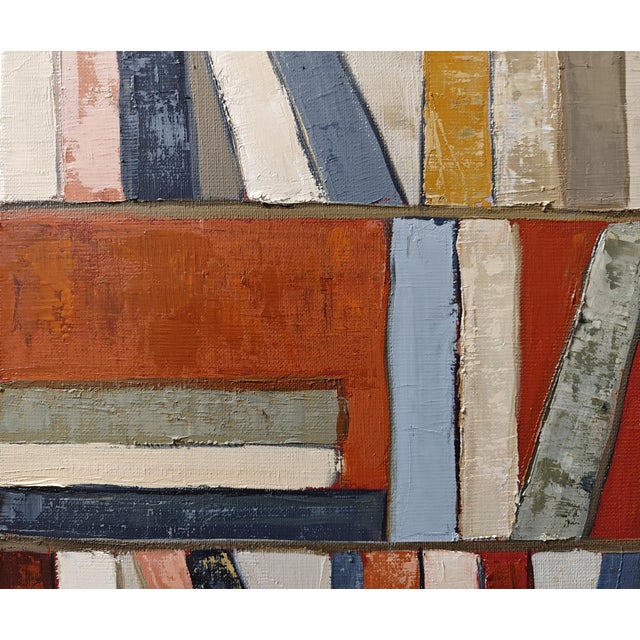 Contemporary Cadence Des Livres, Contemporary Abstract Library Painting, Framed by French Artist Sophie Dumont. For Sale - Image 3 of 8