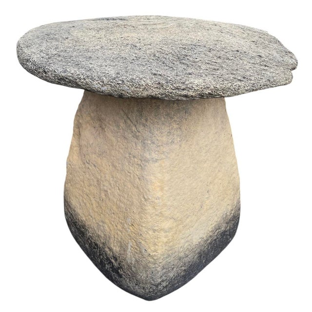 Monumental Vintage Cast Stone Garden Mushroom For Sale - Image 4 of 12