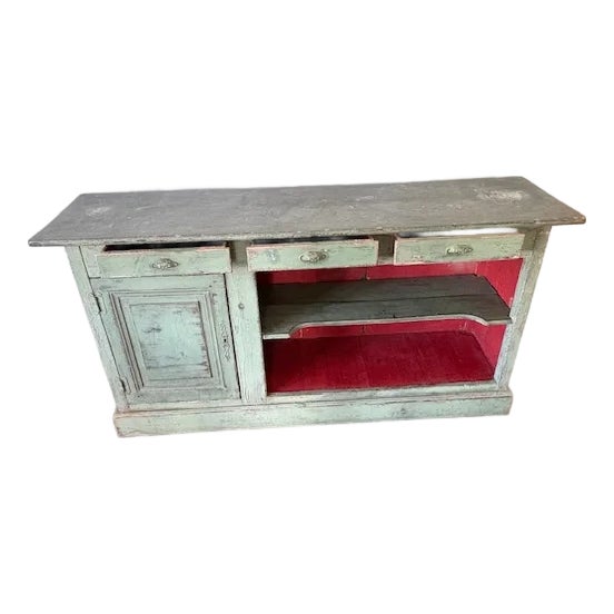 19th Century French Painted Enfilade With Zinc Top — Original Paint For Sale