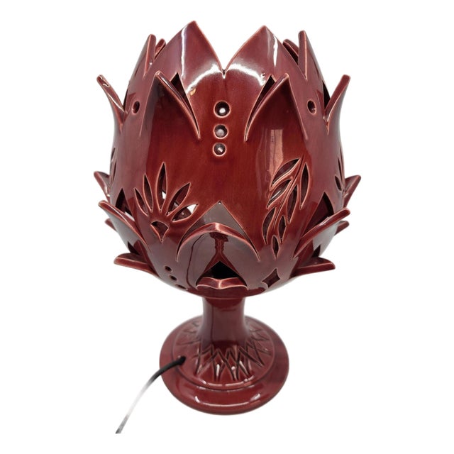 Artichoke Lamp in Bordeaux Ceramic, 2010s For Sale
