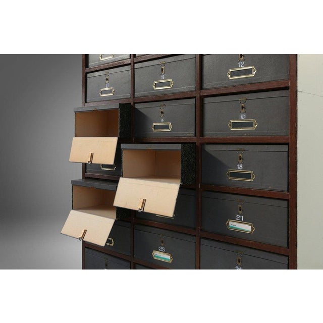 Industrial Filing Cabinet in Wood, Belgium, 1920s For Sale - Image 6 of 13