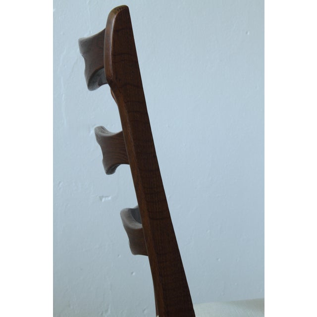 1960s Brutalist Dark Oak Chairs in Light Upholstery, Denmark, 1960s, Set of 6 For Sale - Image 5 of 15