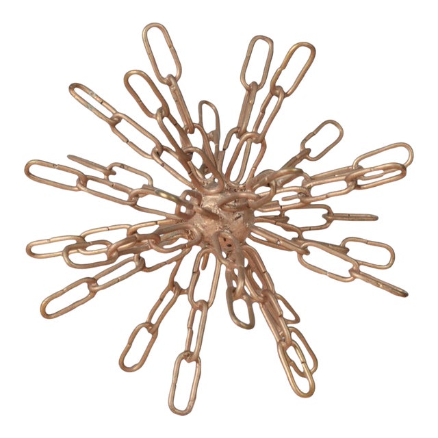 Mid 20th Century Atomic Starburst Gold Metal Chain Sculpture For Sale