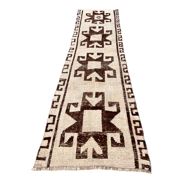 1940s Vintage Kurdish Tribal Wool Runner Rug For Sale