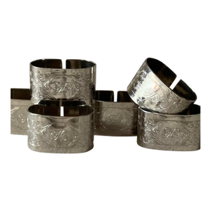 Set of Six English Double Silverplate Napkin Rings - Classical Elegance