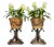 Koi Fish Pedestal Planters With Faux Floral Bromeliads- a Pair For Sale