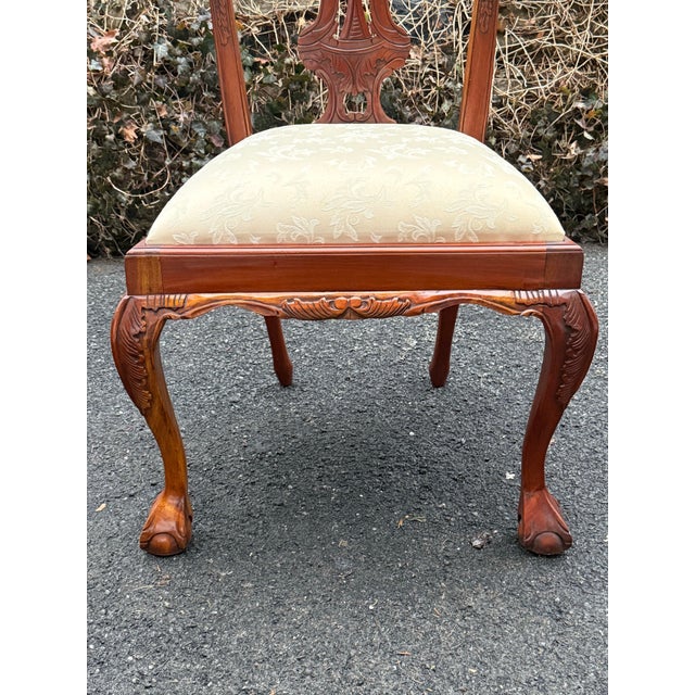 Intricately Carved Rustic Mahogany Chippendale Dining Chairs - Set of 2 For Sale In New York - Image 6 of 12