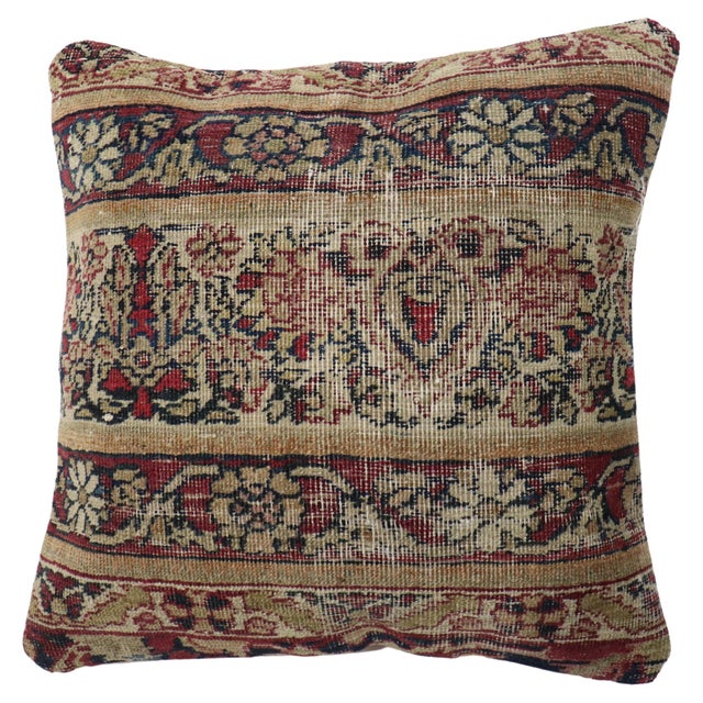Pillow made from a 19th century Persian Kerman rug. Fill insert and zipper closure provided Measures: 13" x 14".